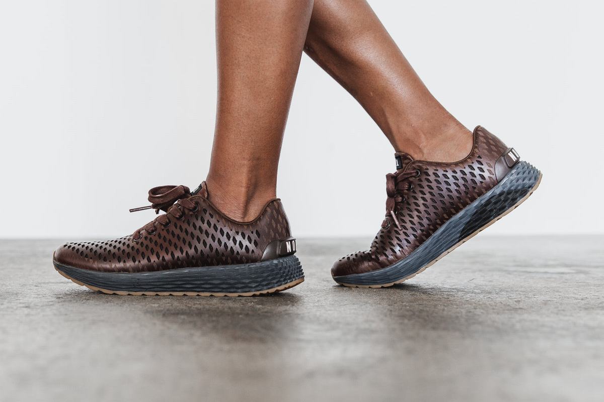 Chaussures Running Nobull Leather Runner Femme Cafe | TF1352479