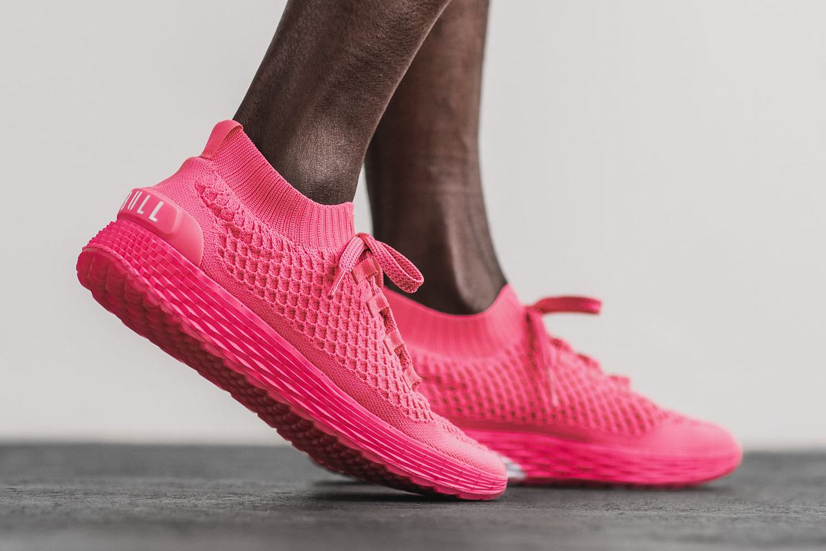 Chaussures Running Nobull Neon Knit Runner Homme Rose | HU5784903