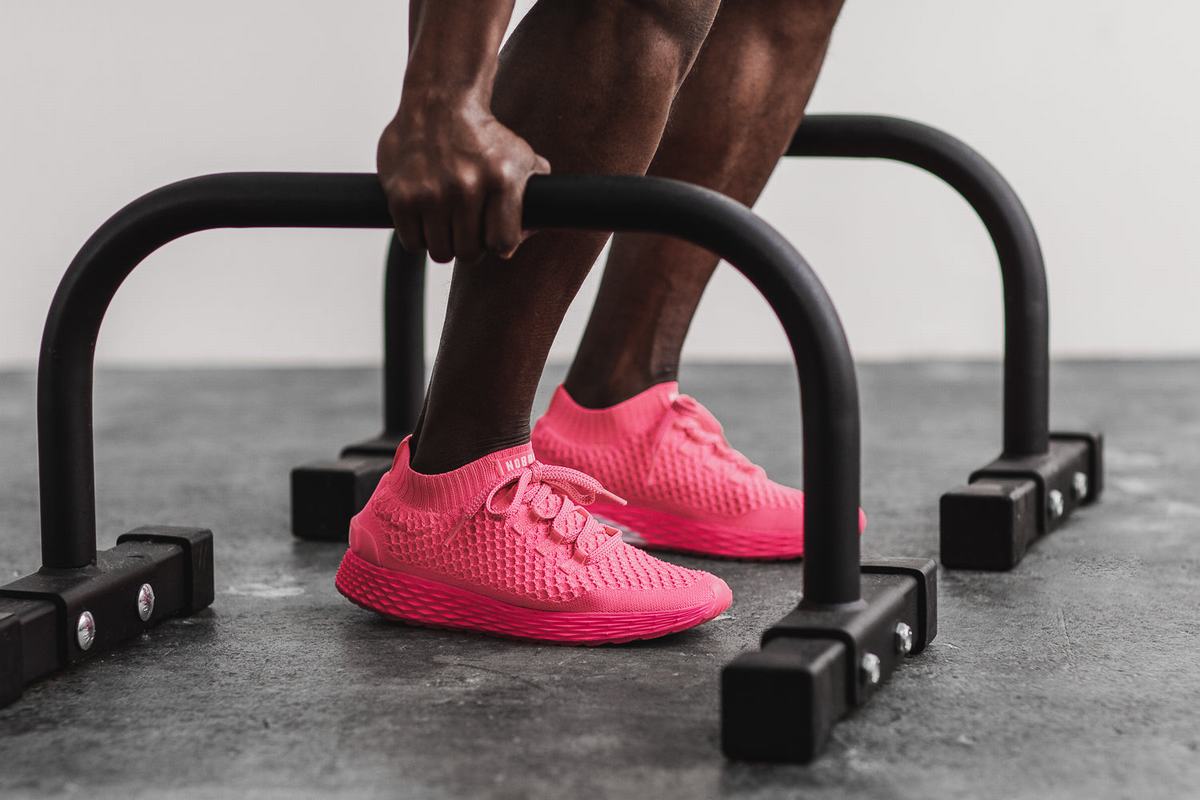 Chaussures Running Nobull Neon Knit Runner Homme Rose | HU5784903