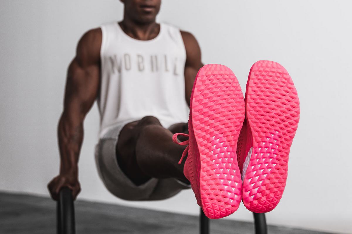 Chaussures Running Nobull Neon Knit Runner Homme Rose | HU5784903