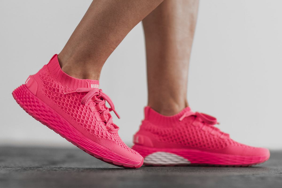 Chaussures Running Nobull Neon Knit Runner Femme Rose | IJ8619074