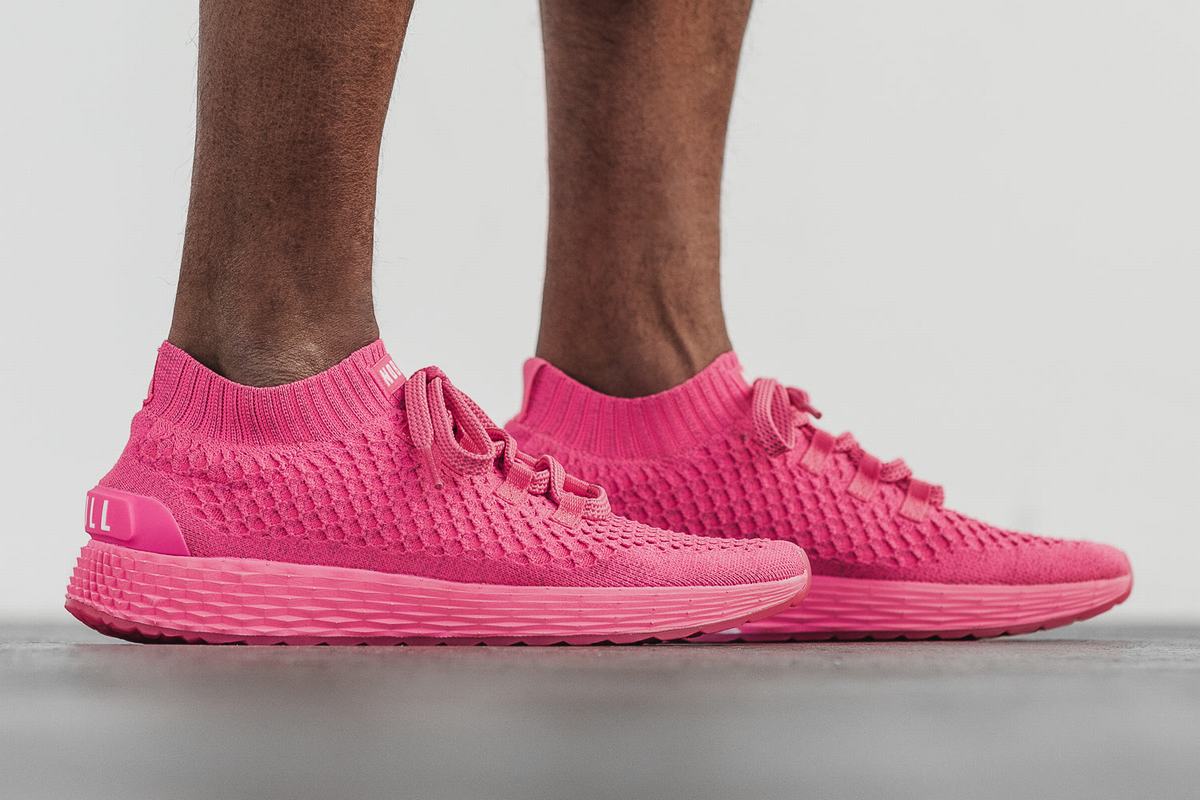 Chaussures Running Nobull Neon Knit Runner Homme Rose | JO3425698