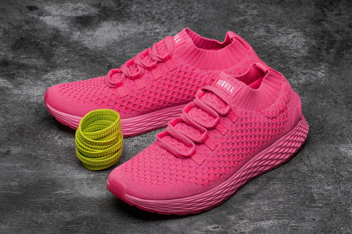 Chaussures Running Nobull Neon Knit Runner Homme Rose | JO3425698