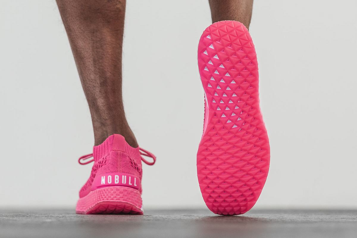 Chaussures Running Nobull Neon Knit Runner Homme Rose | JO3425698