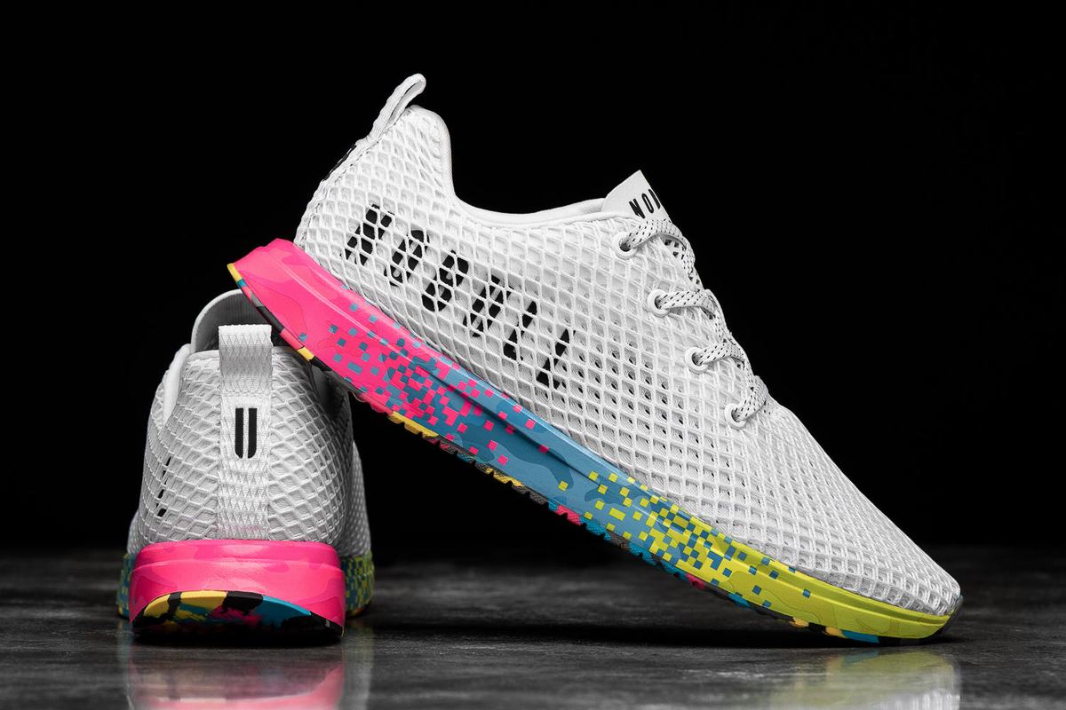 Chaussures Running Nobull Neon Mesh Runner Homme Blanche | QZ7403926