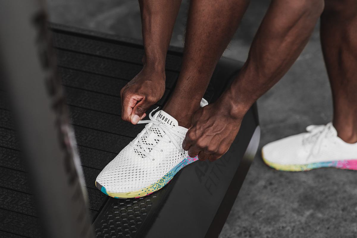 Chaussures Running Nobull Neon Mesh Runner Homme Blanche | QZ7403926