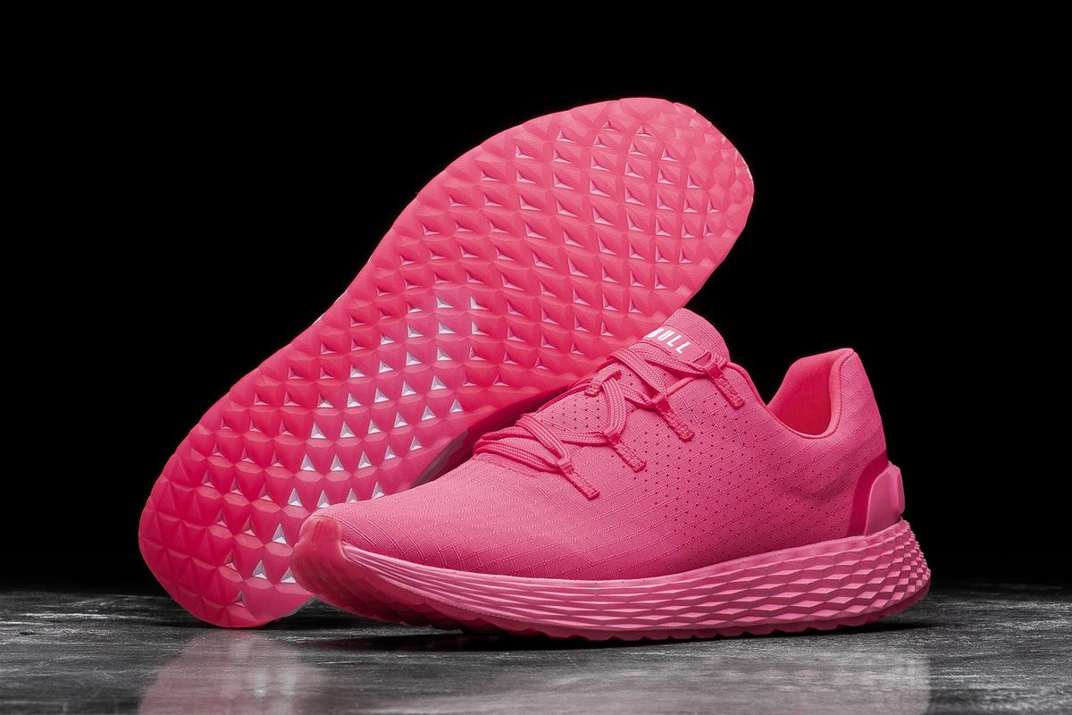Chaussures Running Nobull Neon Ripstop Runner Homme Rose | QV9625318