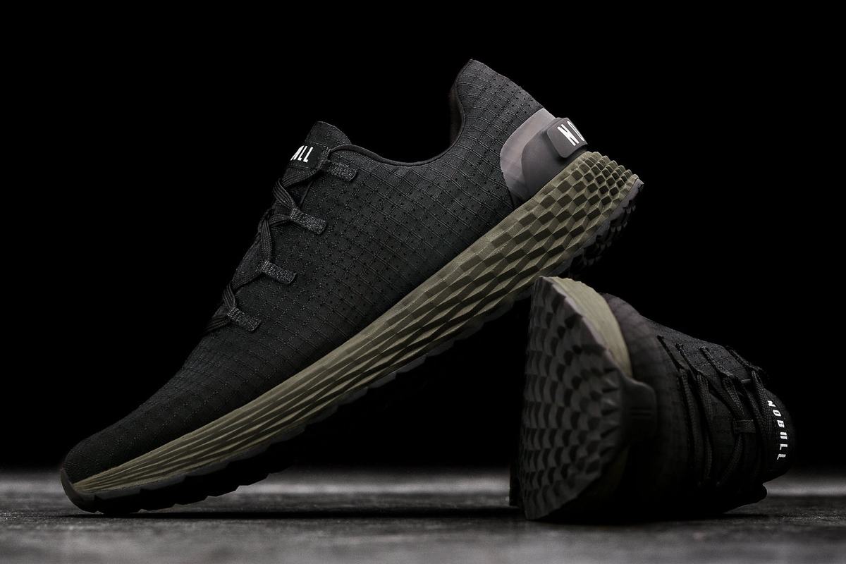 Chaussures Running Nobull Ripstop Runner Homme Noir Vert Foncé | VA8746953