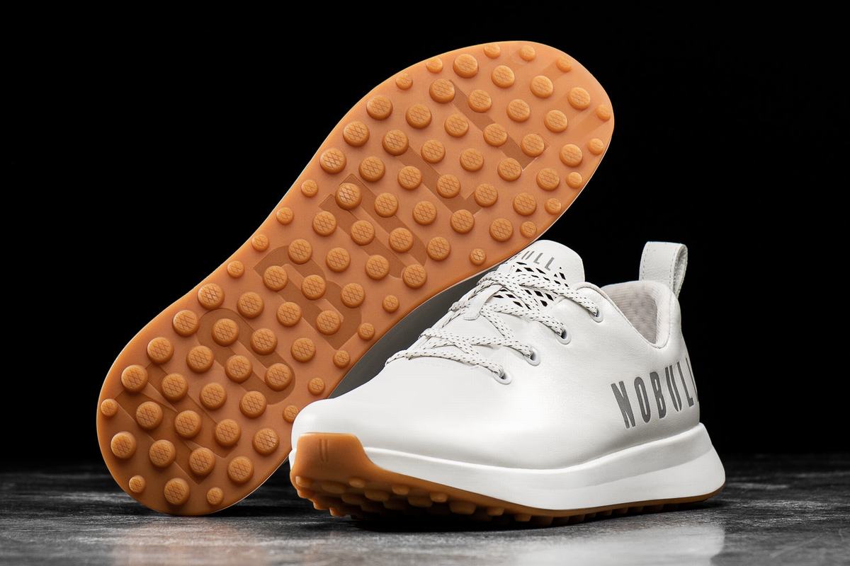 Chaussures de Golf Nobull Leather Homme Blanche | QW5271960