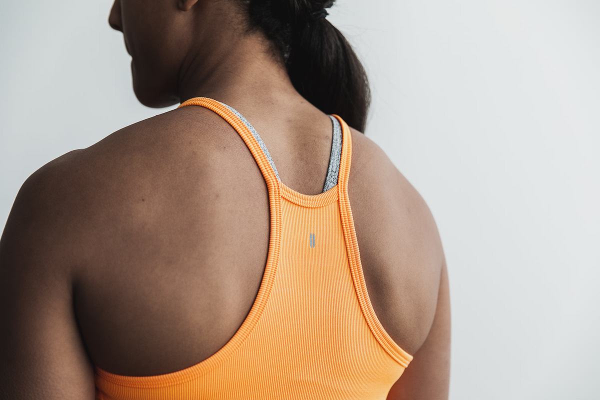 Debardeur Nobull Halter Crop Tank Neon Ribbed Femme Orange | GV0467293