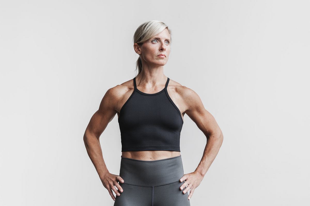 Debardeur Nobull Halter Crop Tank Ribbed Femme Noir | LW1598702