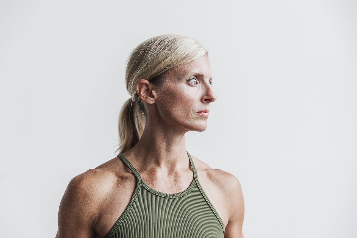 Debardeur Nobull Halter Crop Tank Ribbed Femme Vert | QO6394082