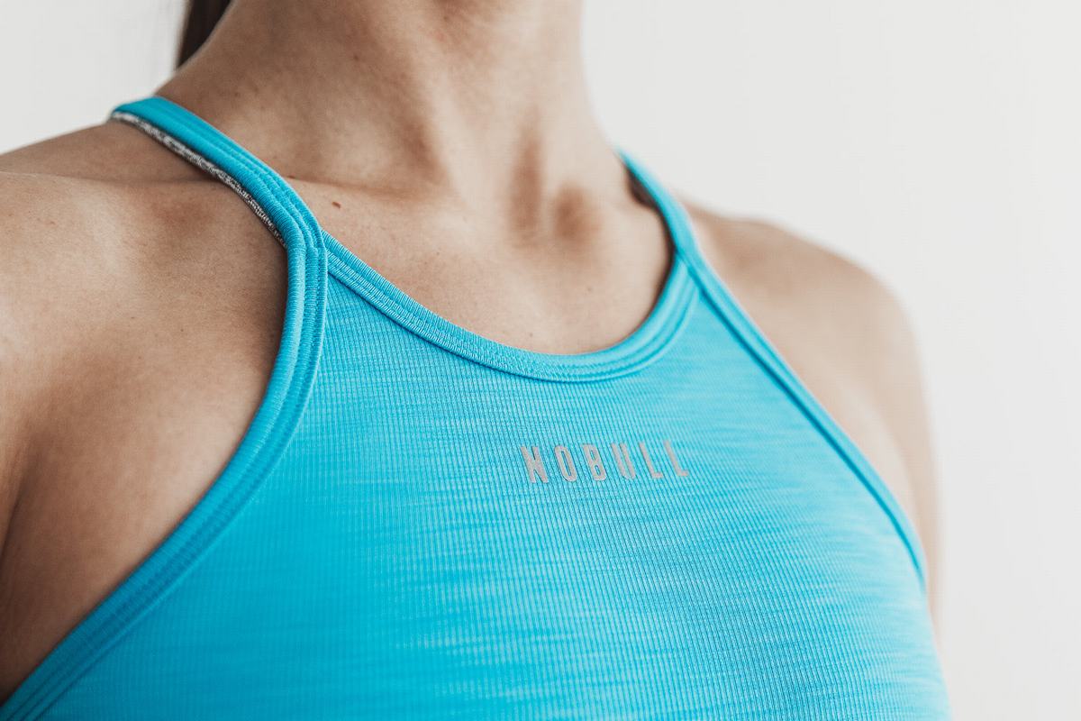 Debardeur Nobull Halter Tank Neon Ribbed Femme Bleu | CV2415083