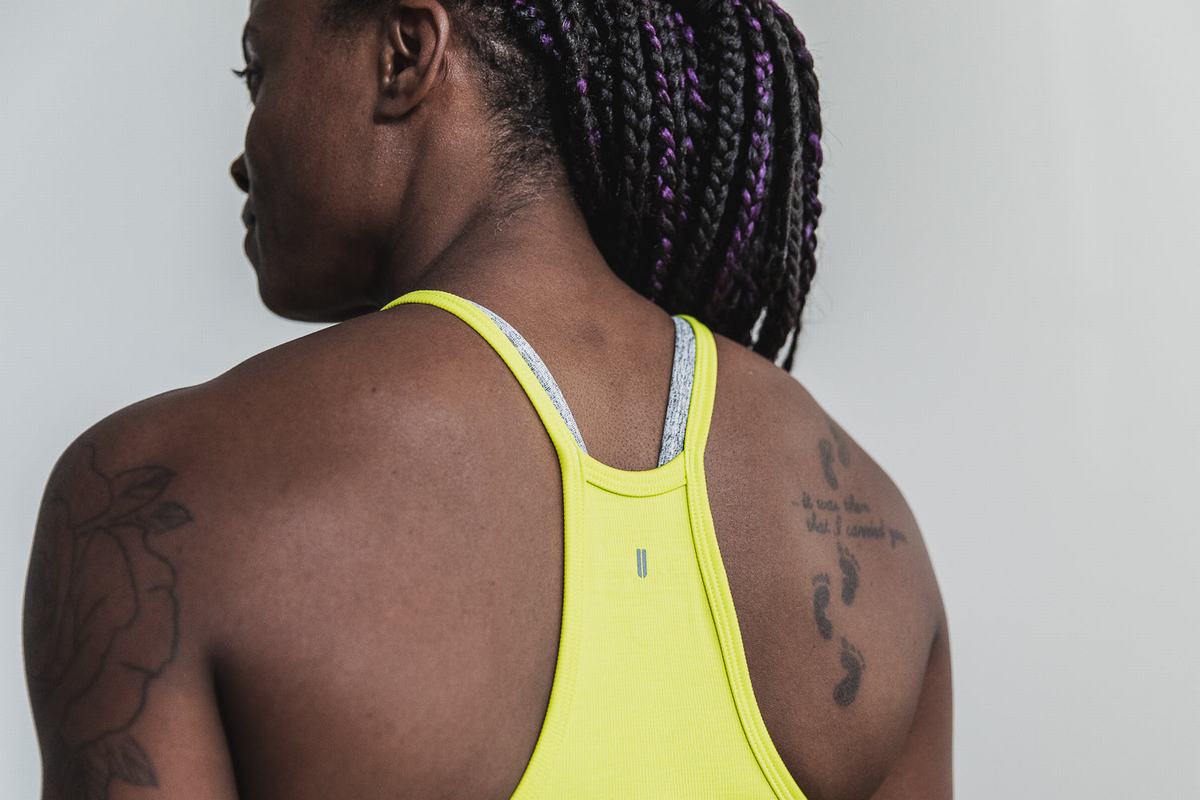 Debardeur Nobull Halter Tank Neon Ribbed Femme Jaune | VS5872436