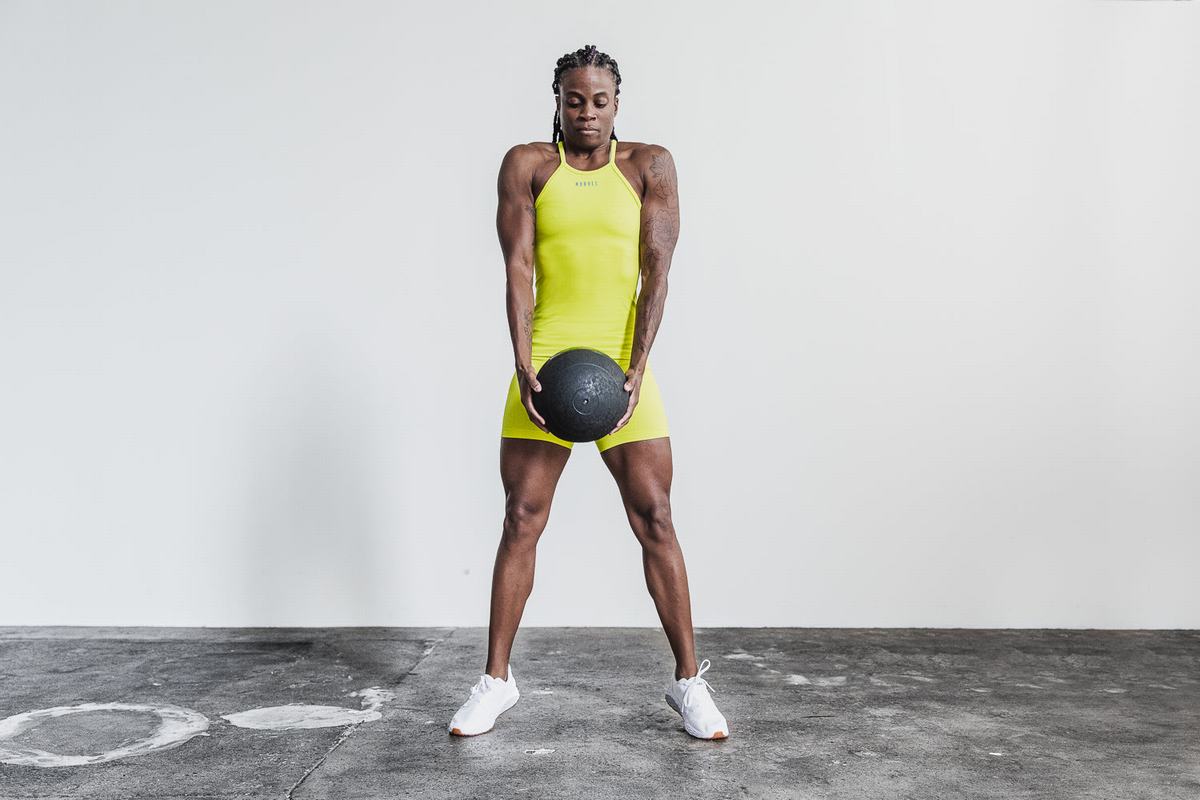 Debardeur Nobull Halter Tank Neon Ribbed Femme Jaune | VS5872436