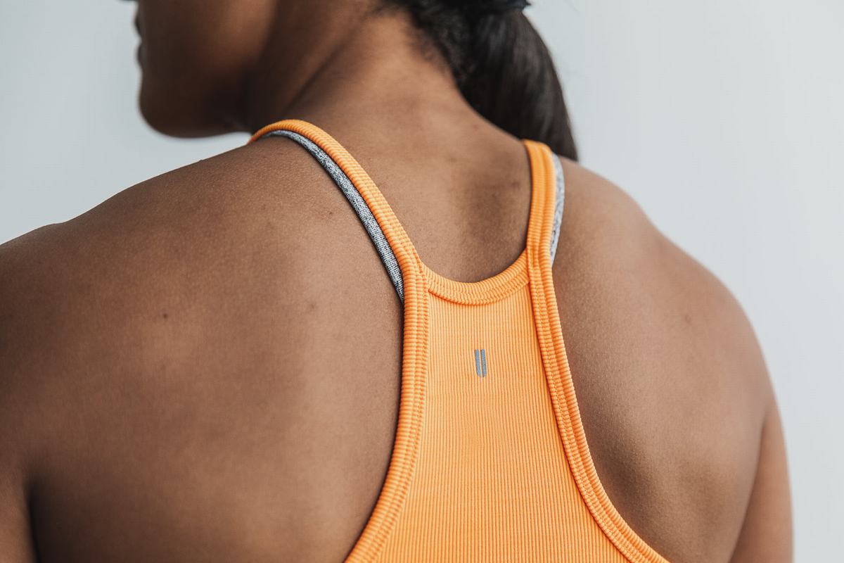 Debardeur Nobull Halter Tank Neon Ribbed Femme Orange | WQ8076935
