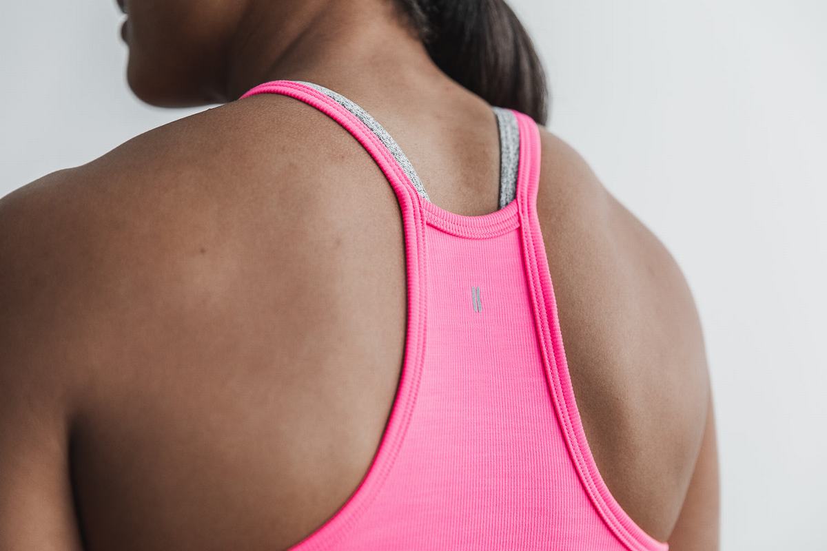 Debardeur Nobull Halter Tank Neon Ribbed Femme Rose | ZM4873021