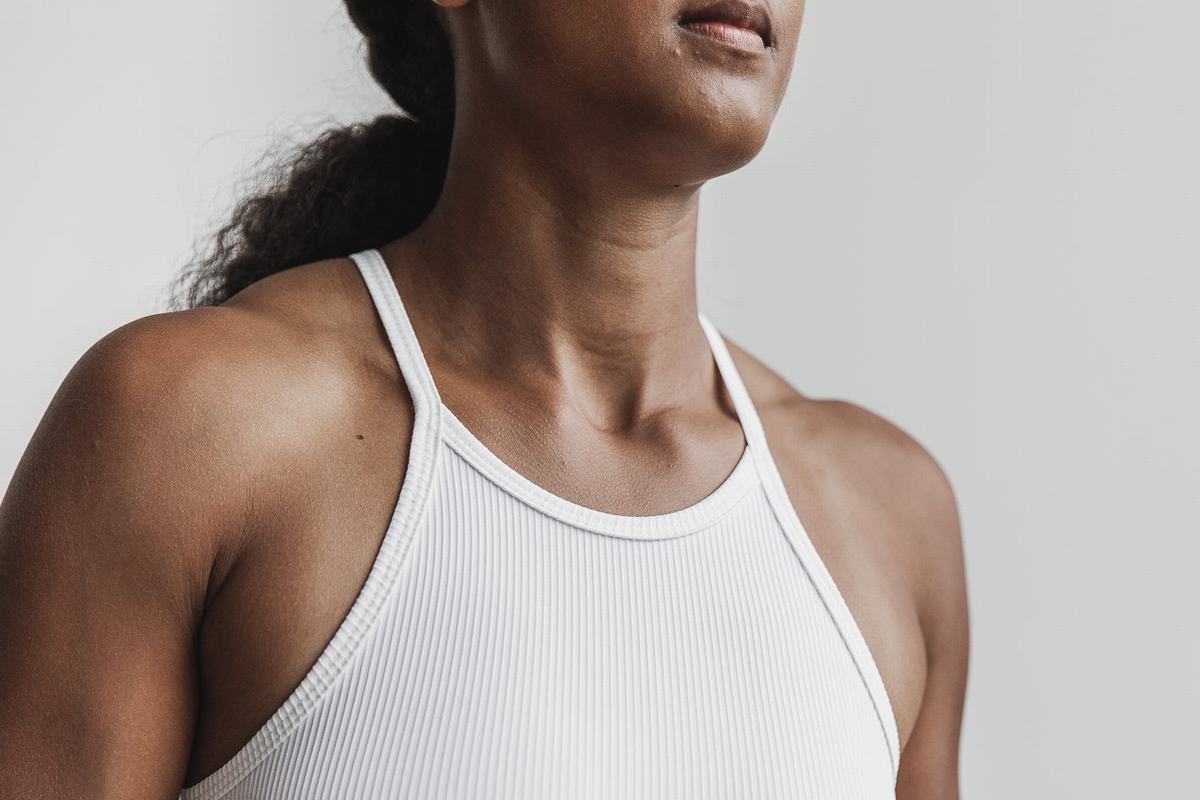 Debardeur Nobull Halter Tank Ribbed Femme Blanche | GX6175032
