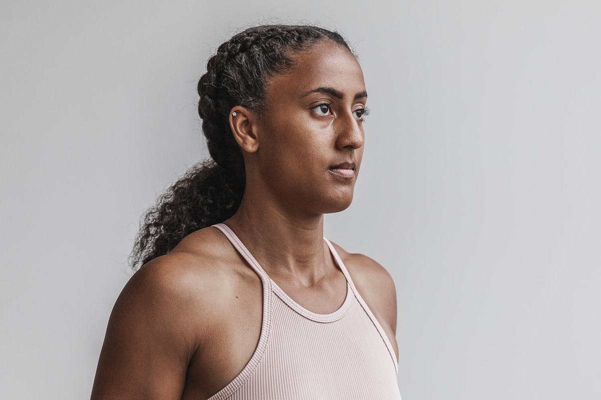 Debardeur Nobull Halter Tank Ribbed Femme Rose | XB4650178