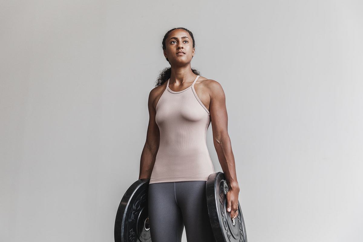 Debardeur Nobull Halter Tank Ribbed Femme Rose | XB4650178
