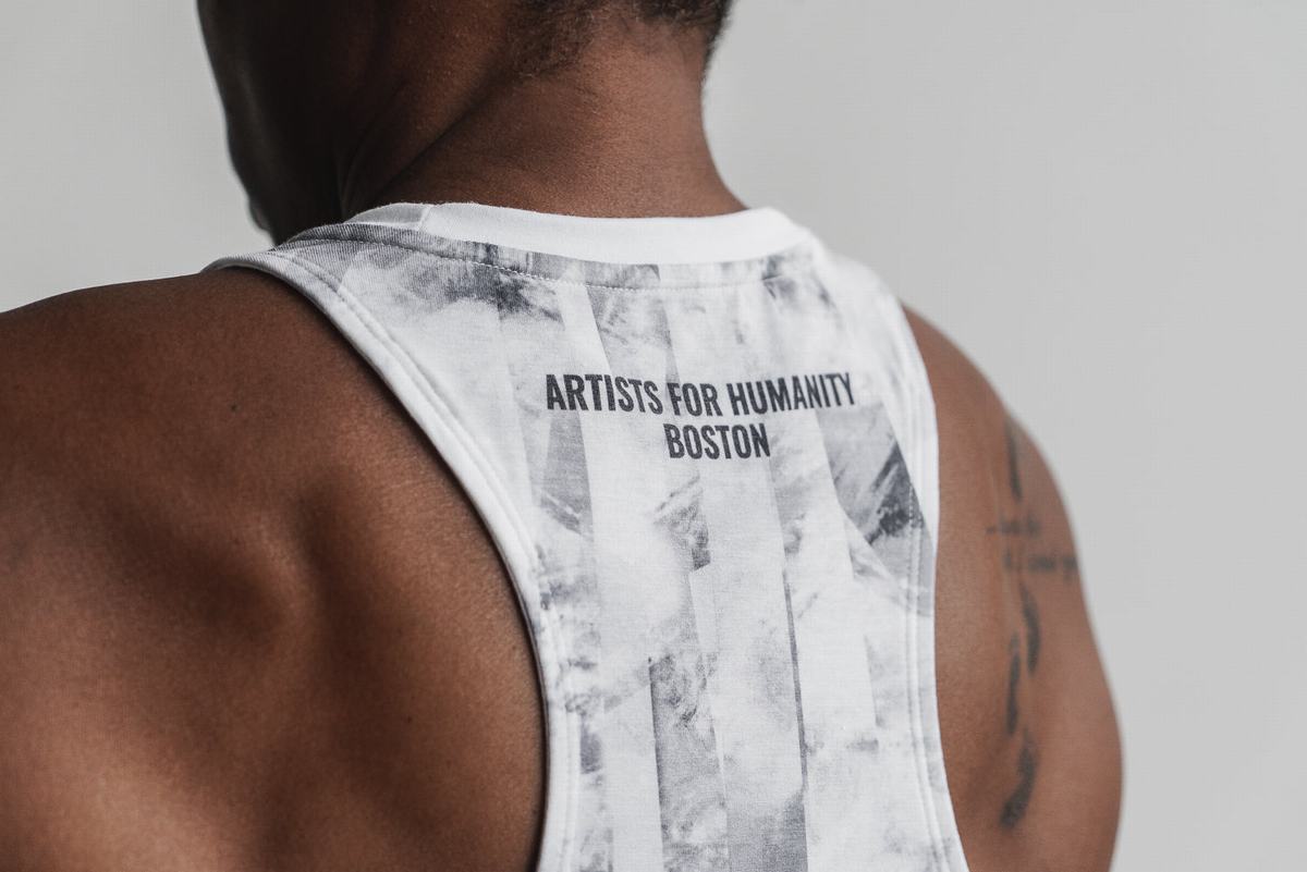 Debardeur Nobull High-Neck Artists For Humanity Tank Femme Blanche Noir | SO8065913