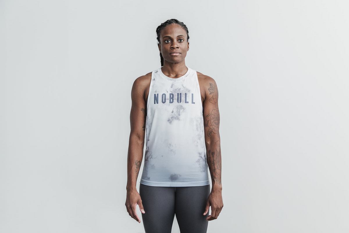 Debardeur Nobull High-Neck Dip-Dye Tank Femme Blanche | IB5931062
