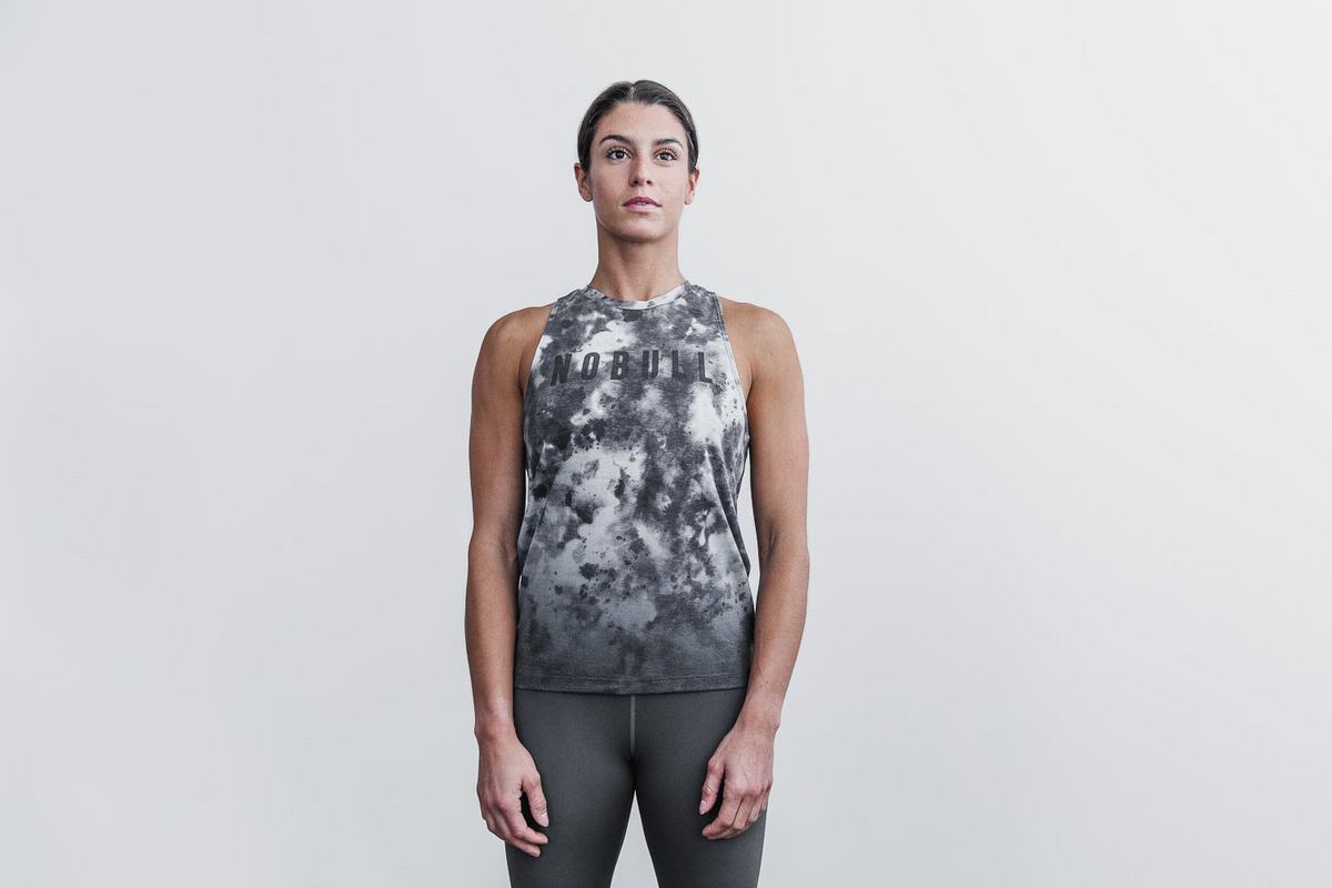 Debardeur Nobull High-Neck Dip-Dye Tank Femme Blanche Noir | OC7049285