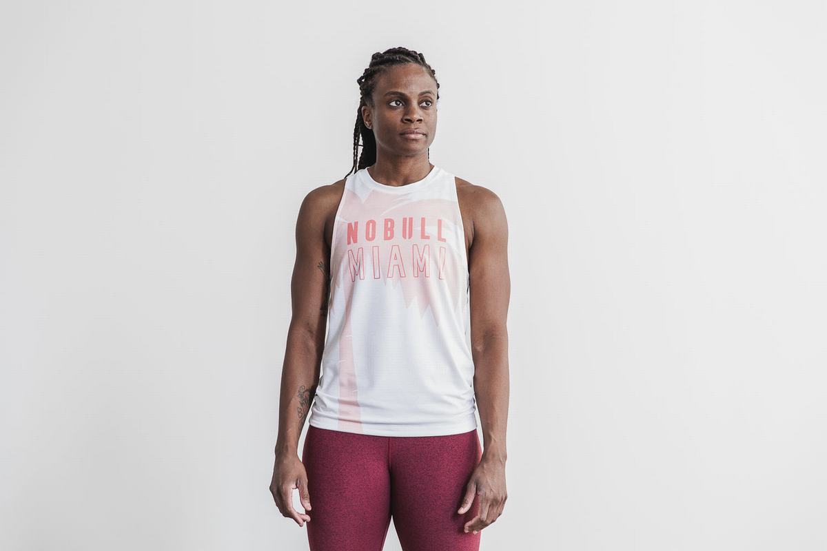 Debardeur Nobull High-Neck Miami Palm Tank Femme Corail | KU3479561