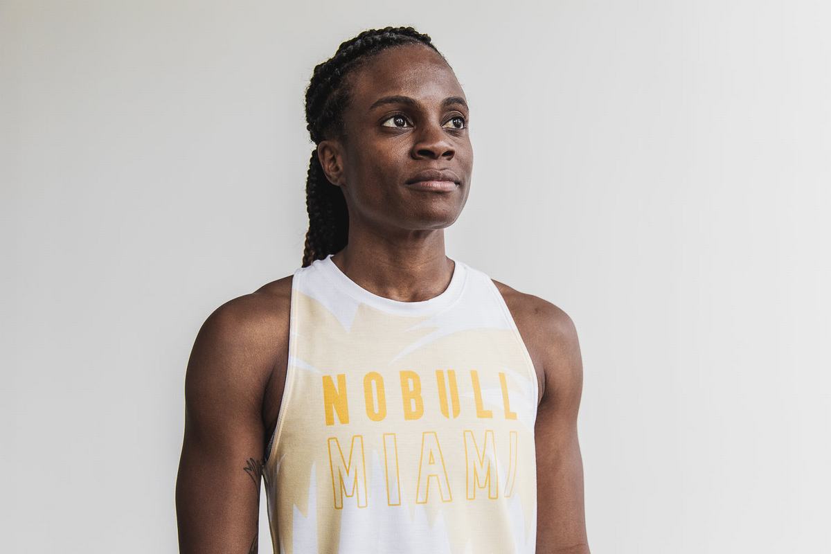 Debardeur Nobull High-Neck Miami Palm Tank Femme Jaune | NG8156247