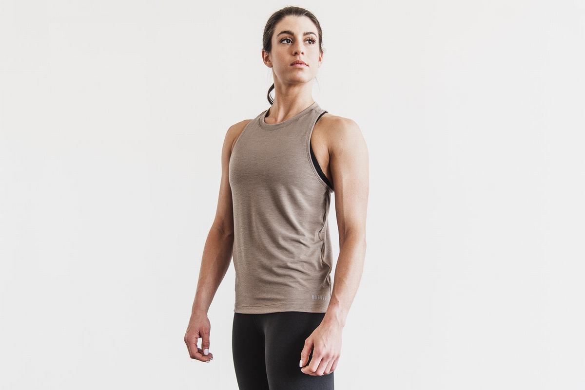 Debardeur Nobull High-Neck Tank Classic Colors Femme Marron Clair | WV1598763