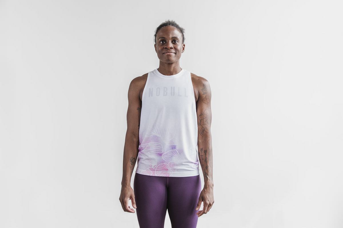 Debardeur Nobull High-Neck Tank Femme Blanche Violette | LX4052987