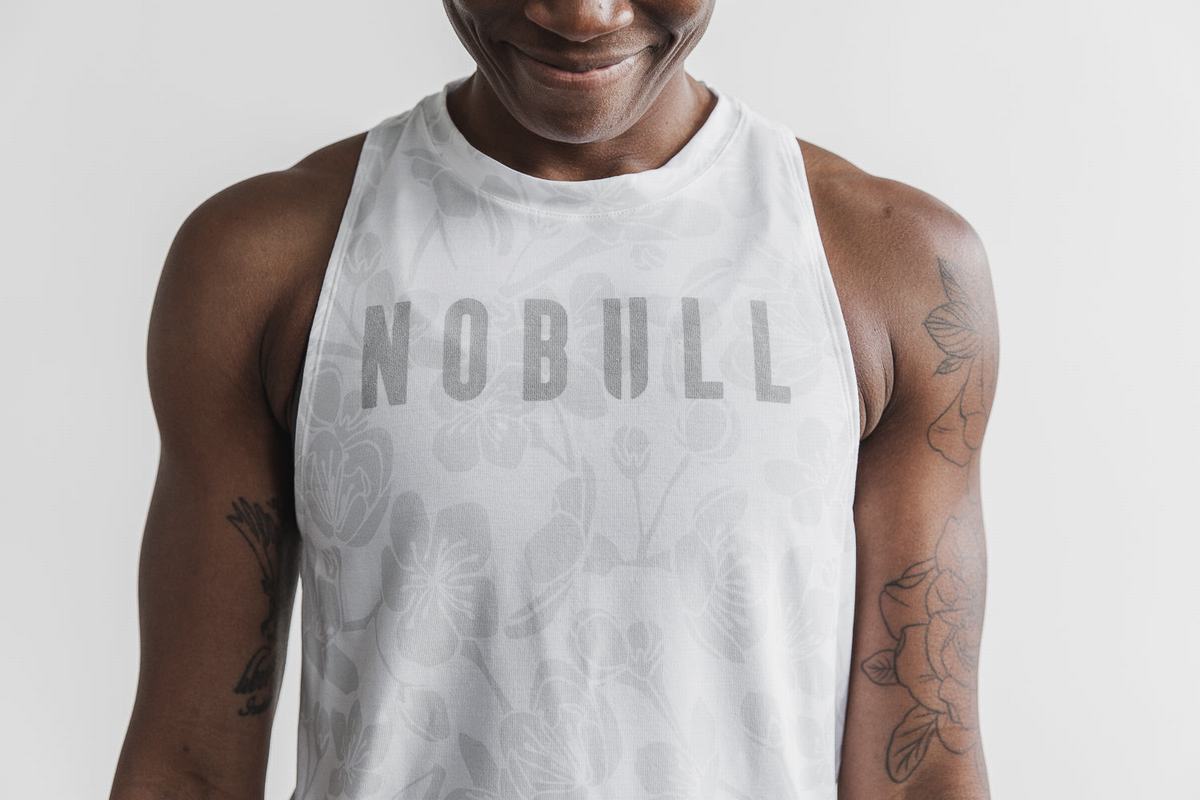 Debardeur Nobull High-Neck Tank Femme Blanche Rose | PF4012659