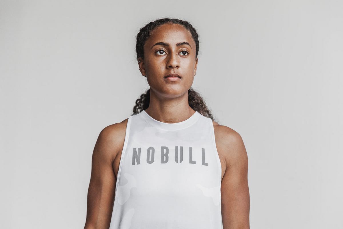 Debardeur Nobull High-Neck Tank Femme Blanche Camouflage | WA8674091