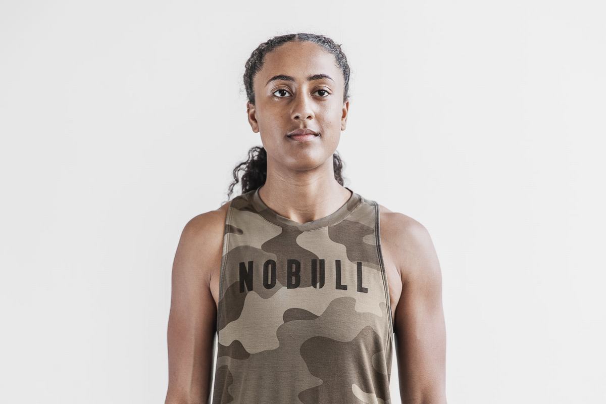 Debardeur Nobull High-Neck Tank Femme Camouflage Foncé | QF6853092