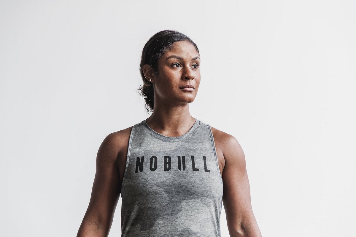 Debardeur Nobull High-Neck Tank Femme Grise Camouflage | IH5963872