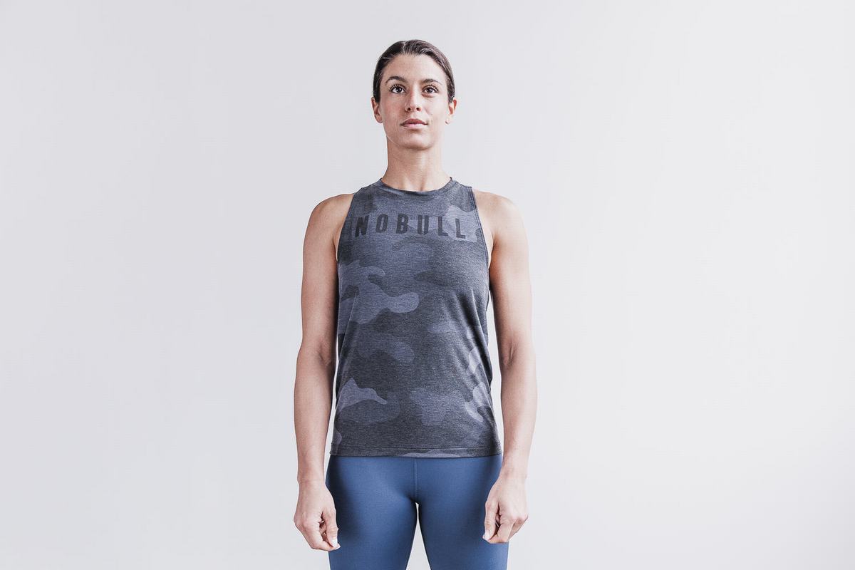 Debardeur Nobull High-Neck Tank Femme Grise Camouflage | IN2867154