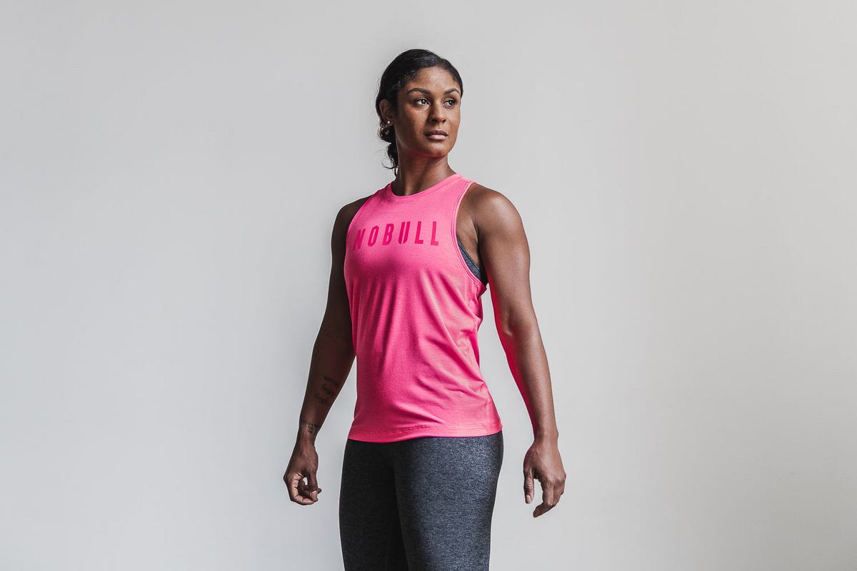 Debardeur Nobull High-Neck Tank Neon Femme Rose | DK5476208