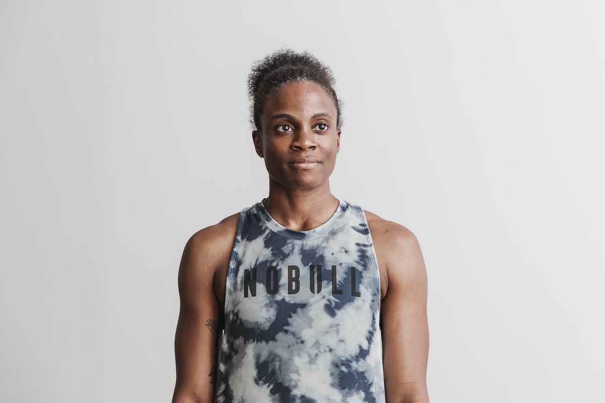 Debardeur Nobull High-Neck Tank Tie-Dye Femme Bleu Bleu | QX7963204