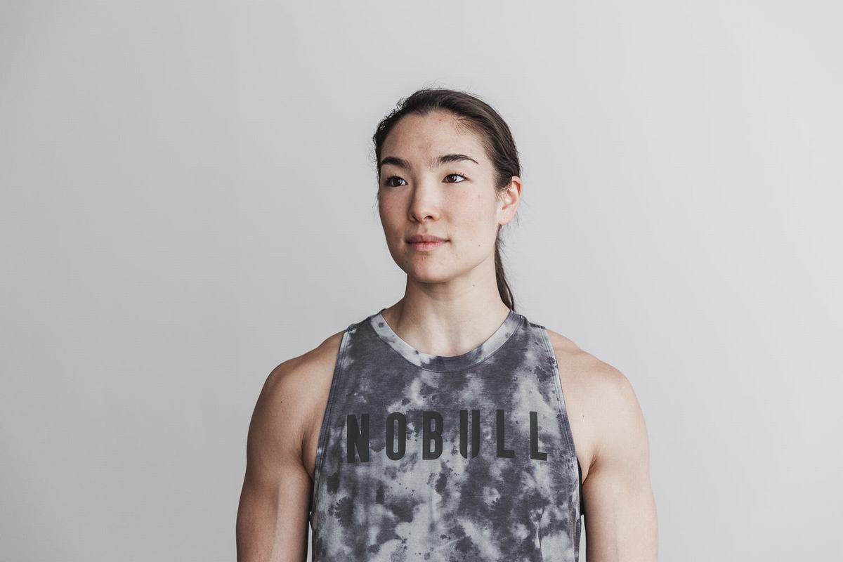 Debardeur Nobull High-Neck Tank Tie-Dye Femme Blanche Noir | SX2674598