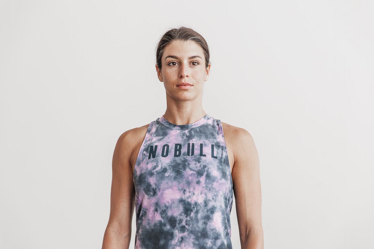 Debardeur Nobull High-Neck Tank Tie-Dye Femme Rose | TA0256743