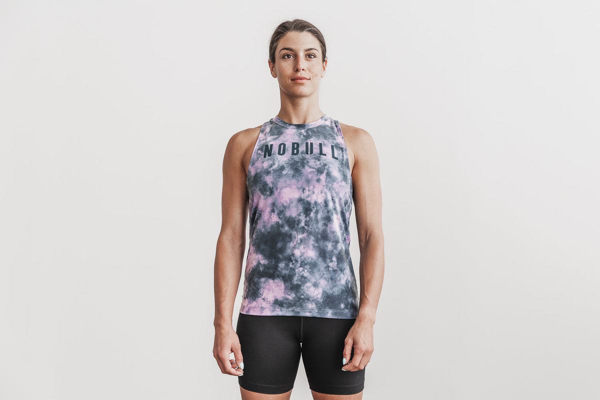 Debardeur Nobull High-Neck Tank Tie-Dye Femme Rose | TA0256743