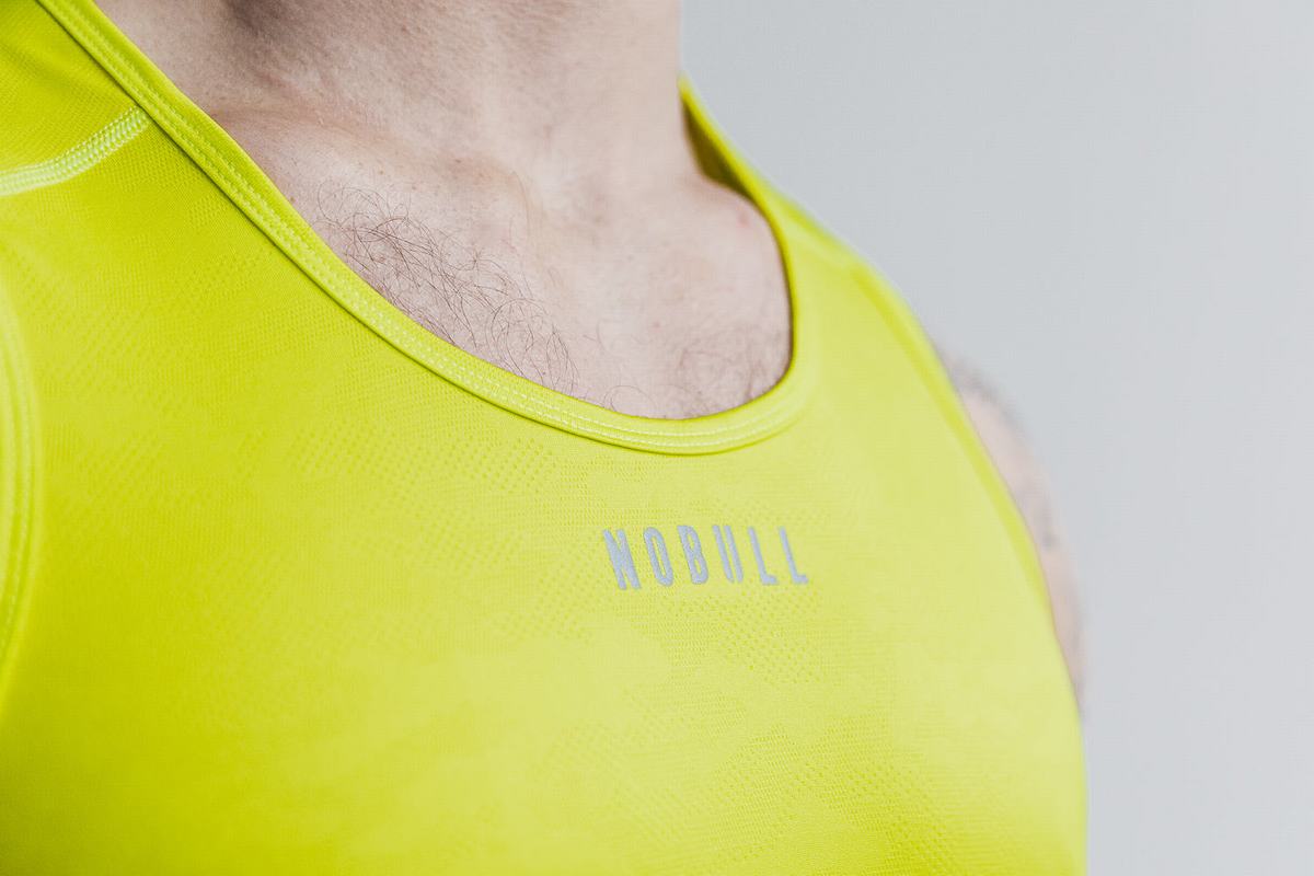 Debardeur Nobull Lightweight Textured Tank Neon Homme Jaune Camouflage | AN8761250