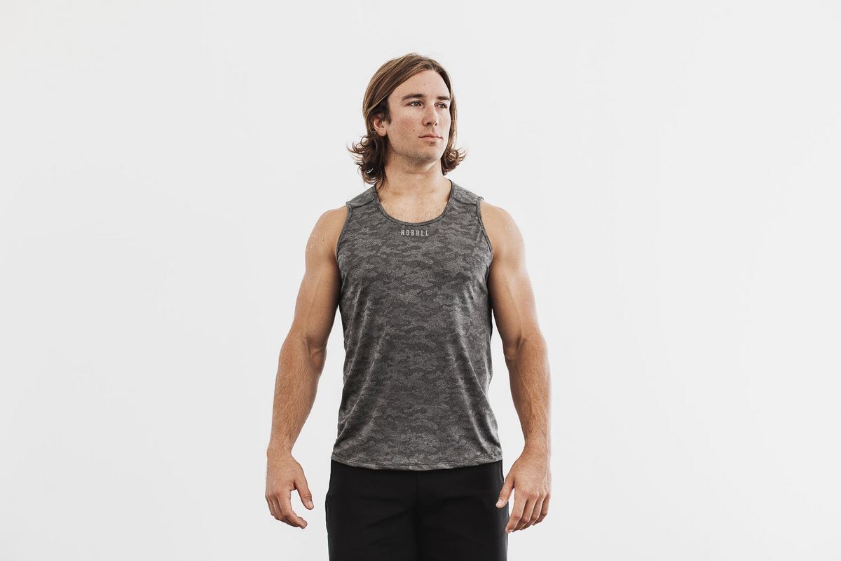 Debardeur Nobull Lightweight Textured Tank Homme Noir Camouflage | FP0782534