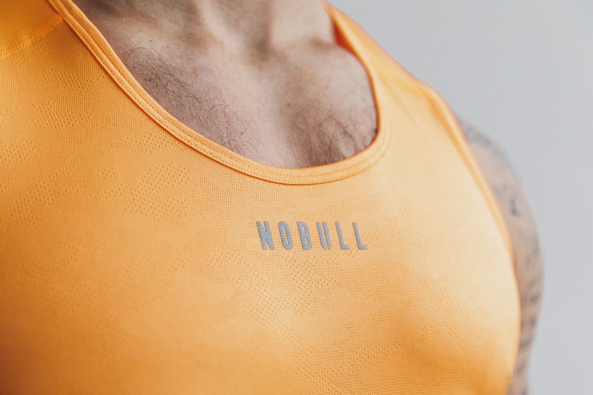 Debardeur Nobull Lightweight Textured Tank Neon Homme Orange Camouflage | QA9143872