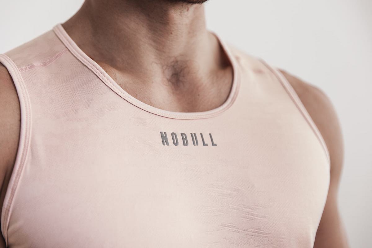 Debardeur Nobull Lightweight Textured Tank Homme Rose Camouflage | RO5037169