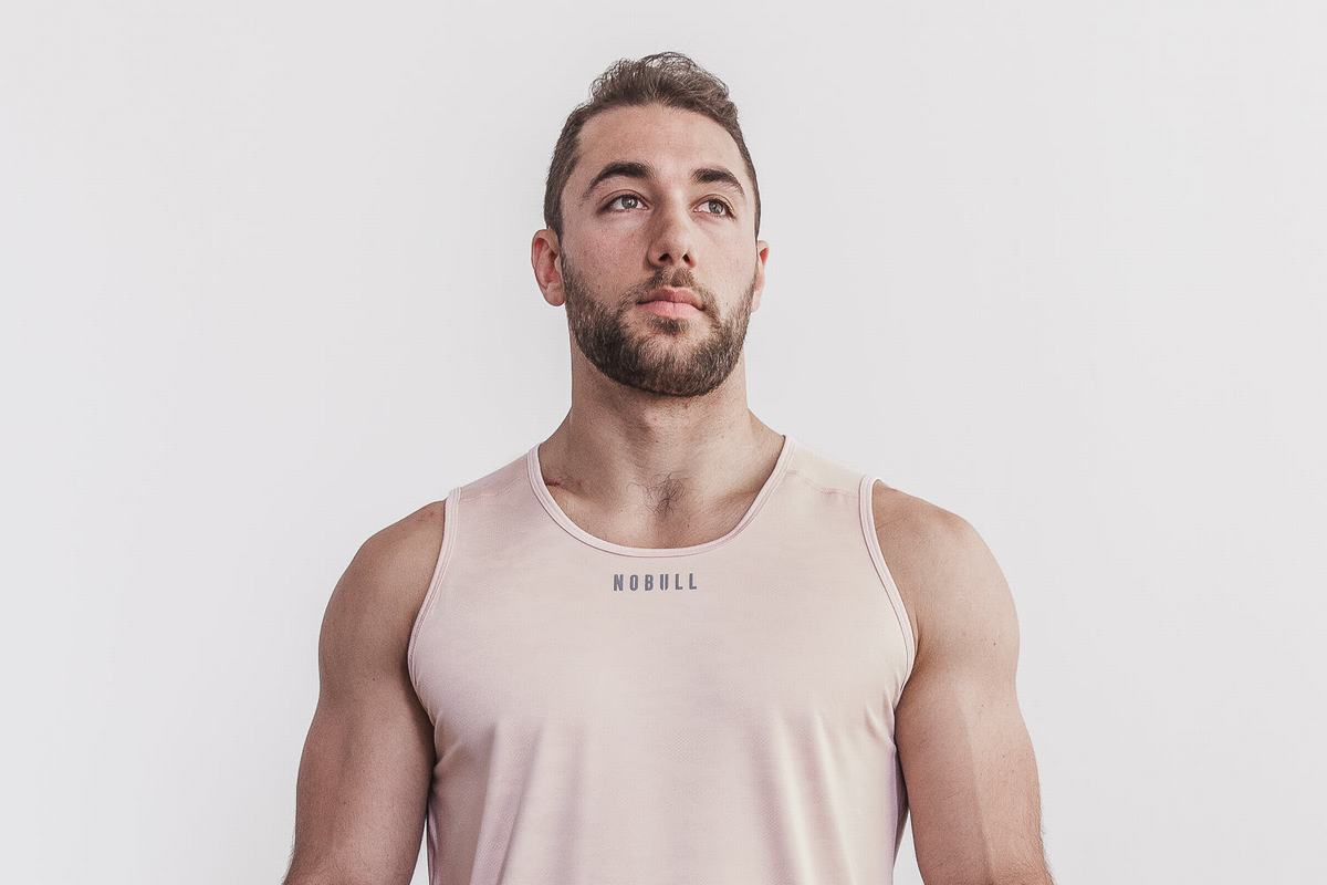 Debardeur Nobull Lightweight Textured Tank Homme Rose Camouflage | RO5037169