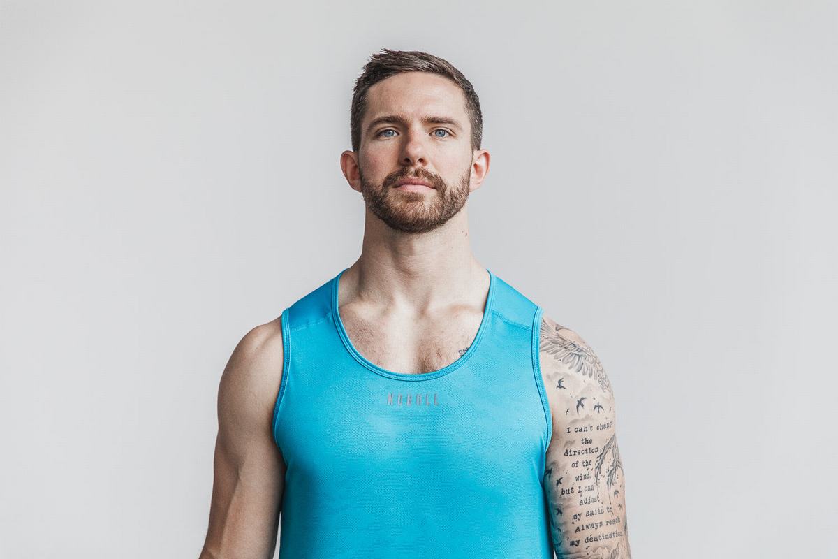 Debardeur Nobull Lightweight Textured Tank Neon Homme Bleu Camouflage | UP9146570