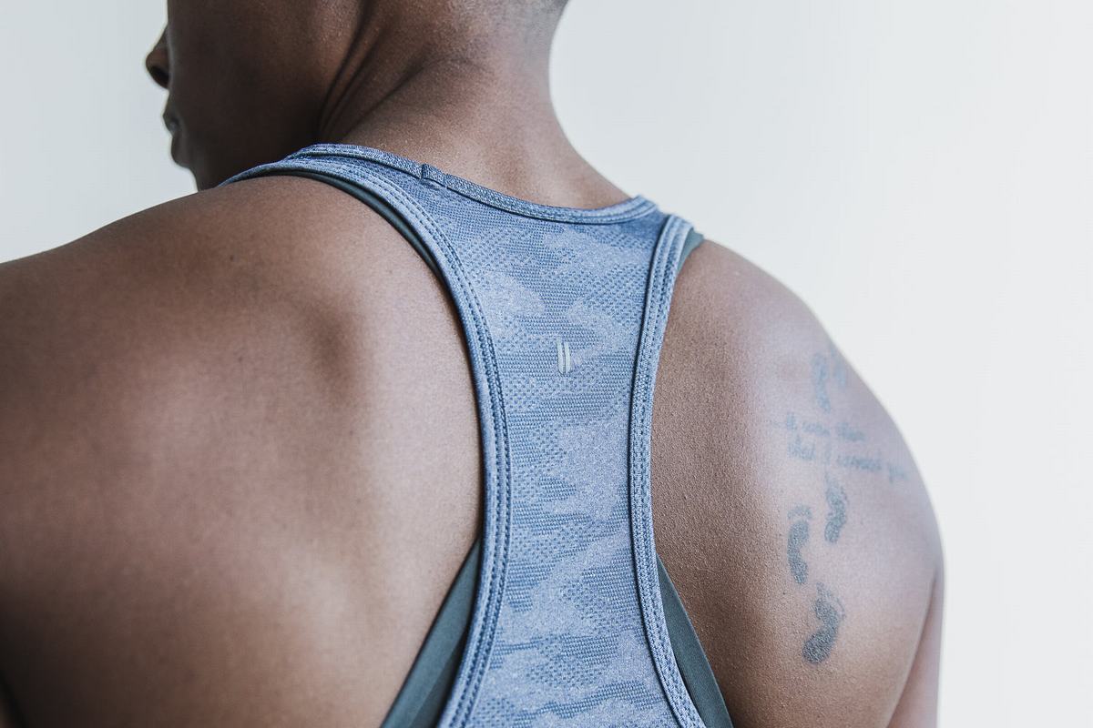 Debardeur Nobull Lightweight Textured Tank Femme Bleu Camouflage | VS3578092