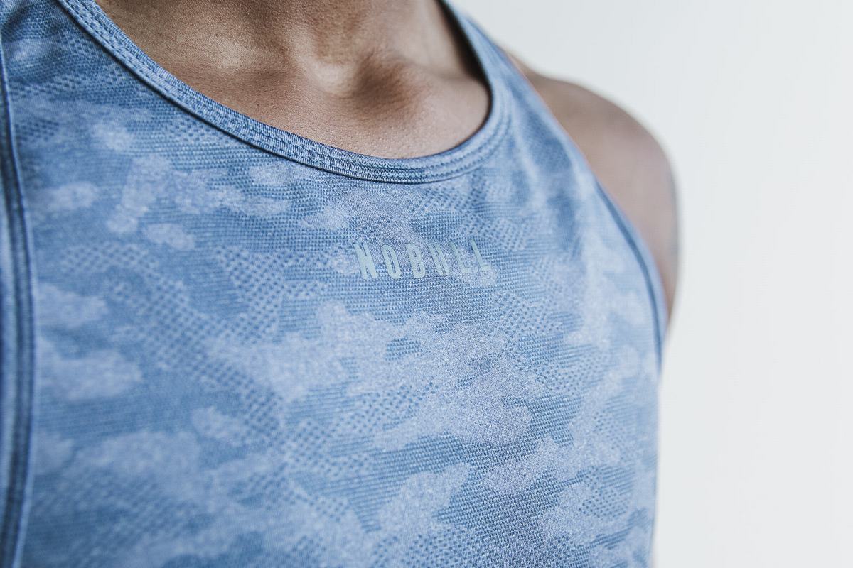 Debardeur Nobull Lightweight Textured Tank Femme Bleu Camouflage | VS3578092