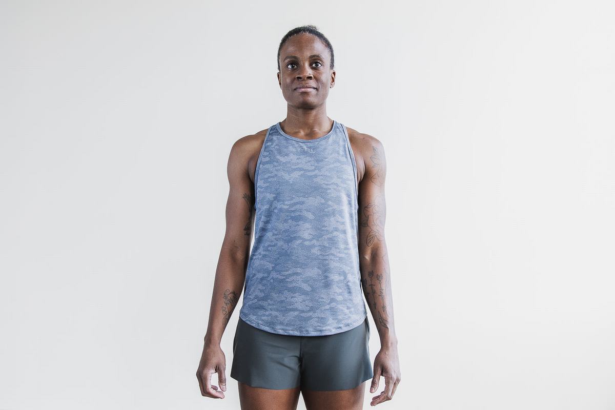 Debardeur Nobull Lightweight Textured Tank Femme Bleu Camouflage | VS3578092